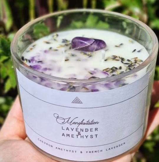 大きな大豆手作りの本物のアメジスト クリスタル クリスマス ソイ キャンドル