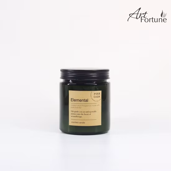 5オンスのエレメンタルガラスの香りのガラスキャンドル、金属キャップ付き